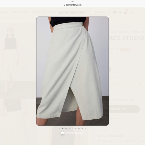 WANTED! Decade Studio silk noil wrap skirt - Picture 1 of 6